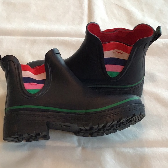 Boden Lug Sole Navy/Rainbow Rain Boots 8.5 UK 6- Fits big like a 9! - Picture 3 of 9